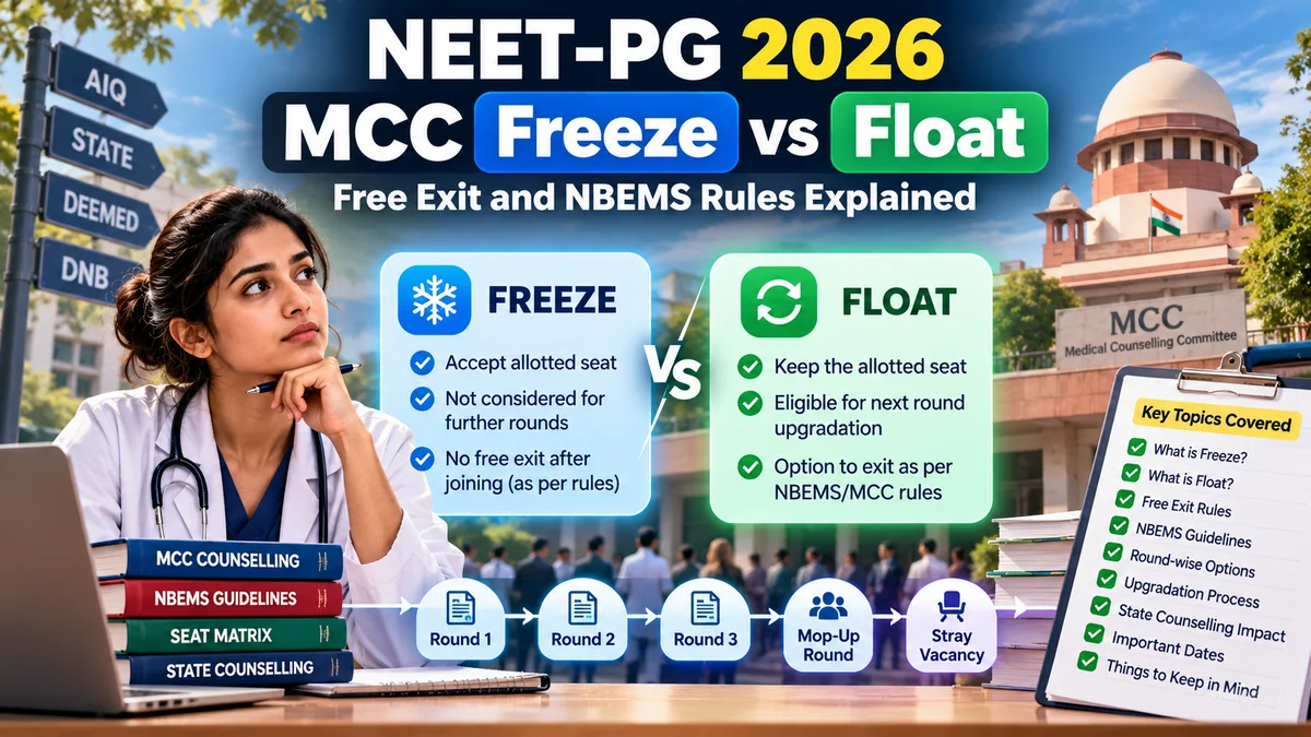 Cover image for NEET-PG 2026 MCC Freeze vs Float: Free Exit and NBEMS Rules Explained